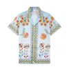 2024 camisa floral casablanca americana masculina e feminina, camisa casual de manga curta da moda