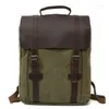 Ryggsäck män canvas vintage för skolväska militär läder kvinnor ryggman man ryggsäck påsäck mochilas feminina