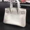 Sac à main en cuir véritable Bk Luxurys Lady Begonia Luxe Crocodile Motif Demi Couture Fil de Cire Femme pour Lesbiennes