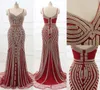 Stunning Beaded Crystal Evening Dresses 2019 Real Pos Spaghetti Straps Mermaid Backless Sexy Navy Black Burgundy Designer Occas6937117