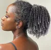 Grampo de cordão ins cinza extensão de rabo de cavalo de cabelo humano prata loc trança penteado africano pimenta sal 10-24 polegadas 120 g/pçs barato venda de primavera