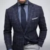 Giacca da uomo primavera e autunno New British Busin Maturo Gentleman Plaid Casual Plaid Plus-Size Suit w8Ao #