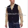 Gilet de costume pour hommes, coupe cintrée, col en V, simple boutonnage, en cuir suédé, Busin Steampunk, gilet de marié de mariage h8d8 #