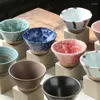 Tasses et soucoupes rétro en céramique, tasse à café, poterie brute, tasse à thé, Latte japonais, porcelaine avec Base, ensemble décoratif d'art pour la maison