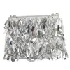 DrawString Silver Sequin Women Handväska Handgjorda strass glittrande Tassel Crossbody -kedjepåse Kvällsfest