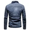 Veste en jean noir hommes veste de moto printemps automne Slim Fit vestes Fi décontracté col montant Denim manteau mâle t5Pt #