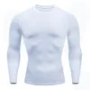 Hommes Compri Running T-shirt Fitn Tight Lg Manches Sport Chemises Formation Jogging Tops Gym Sportswear Dry Fit Rgard 54oE #