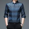 Spring Autumn Plaid Polo Shirt Mens Long Sleeve Shirts Casual Fashion Business Shirts Man Formal Top240325