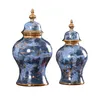 Vases Pot de gingembre en céramique classique avec vase de couvercle pour fleurs artisanat floral