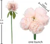 10 Head Artificial Flower Fake Silk Peony Bridal Bouquet Christmas Wedding Party Home Decorative White 240322