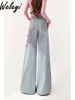 Jeans da donna Farfalla versatile Donna2024 Pantaloni lunghi alla moda primaverili e autunnali Sweet High Street gamba dritta corta