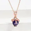 Pendentifs KOFSAC 925 colliers en argent Sterling pour femmes cadeau de fiançailles exquis Zircon violet coeur pendentif clavicule chaîne bijoux