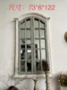 Decorative Plates Retro Solid Wood Fake Window Wall-Mounted Double Door Hanging Mirror Gardening Garden Wall Hangings