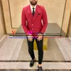 Traje Homme Novo Vermelho Homens Ternos Blazer Ternos De Casamento Slim Fit 2 Peças Noivo Smoking Melhor Homem Ternos De Baile Jaqueta + Calça Ternos 06uN #