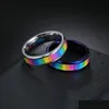 Bandringe Edelstahl Regenbogen Flagge Ring Lesbe für Frauen Girl Mode Schmuck Drop Lieferung OTMZ3