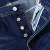 Jeans da uomo High Street strappati moda slim fit lettera ricamata blu pantaloni a matita elasticizzati denim skinny uomo