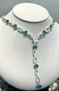 Chains ZOCA 925 Sterling Silver Vintage Green Necklace Water Droplets Pendant Fashion Crystal Bridal Choker Wedding Jewelry