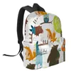 Backpack Animal Cartoon Forest Forest grande capacité Multi Pocket Travel Travel Backpacks Schoolbag For Teenage Women Sacs d'ordinateur portable Rucksack.