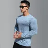 men Autumn Lg Sleeve T-shirt Gym Fitn Training Bodybuilding Tees Tops Male Running Sport men Shirts Men T-shirt y7j9#