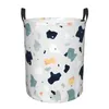 Laundry Bags Folding Basket Terrazzo Marble Round Storage Bin Large Hamper Collapsible Clothes Toy Bucket Organizer