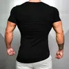 Été Cott respirant à manches courtes Fitn T-shirt Gym Sport Entraînement Muscle Chemises Slim Fit Fi Ourlet irrégulier Tees j31w #