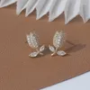 Boucles d'oreilles à tige en Zircon plaqué véritable 14K, bijoux délicats, tulipes pour femmes, fleur Unique