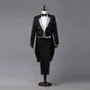 mens Tailcoat White Black Red Jacquard Lapel Tail Coat Stage Singer Costume Wedding Groom Prom Tuxedo Dr Suits Jacket+Pants I2BR#