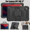 Handle Grip 360 Rotating Stand Case For Lenovo Tab M11 HD 11 inch 2024 TB330FU TB331FC Rugged Shockproof Kid Safe PC + Silicone Cover Cases Shoulder Strap + Screen PET Film
