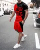 Zomer Mannen Trainingspak Koning 3D Gedrukt Casual T-shirt 2 Delige Set Oversized Pak Sportkleding Ademend O-hals Straat Man Kleding r6sN #