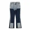 Mit Tinte gespleißte Herrenjeans, Paar mit amerikanischen Fi-Marken gespleißte Jeans, die Street-Fi-Y2K-Schlaghosen bombardieren 99Wd#