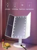 Makeup With Lights 1X 2X 3X Magnification Lighted Vanity Touch Control Trifold Dual Power Beauty Mirrors Portable4129137