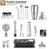 Kit de barman Boston Cocktail Shaker ensemble avec support en acrylique glaçon en acier inoxydable pour boissons mélangées ensemble d'outils de barre Martini 240319