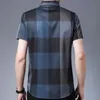 2022 Merk Korte Mouw Mannen Sociale Shirt Zomer Streetwear Casual Plaid Shirts Dr Heren Slim Regular Fit Kleding Fis 5241 E2Dk #