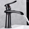 Bathroom Sink Faucets Toilet Waterfall Faucet Black Single Handle Brass Hole Basin And Cold Water