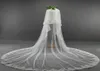 Luxe deux couches longue dentelle bord voile de mariage blanc ivoire cathédrale longueur voiles de mariée avec peigne attaché sur mesure 2154506