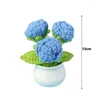 Decorative Flowers Knitted Flower Decor Home Office Realistic Potted Plant Handmade Crochet For Birthday