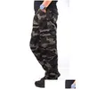 Pantalons pour hommes Hommes Cargo Outwear Camouflage Baggy Combat Mti-Pockets Pantalon décontracté Salopette Armée Tactique Taille 44 Drop Delivery Appar Dhra2