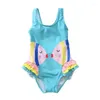 Costume da bagno da donna di marca Bambino bambino Neonate Cartone animato 3D Uccelli Costume da bagno Costume intero bikini con volant colorato Costume da bagno da spiaggia