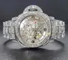 Hip Hop Jewelry Diamond Watch Men rostfritt stål Handinställning Iced VVS Moissanite Watch
