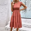 Vestidos casuais feminino cor sólida sem mangas emendados gama vestidos de verano para mujer 2024 em torno do pescoço elegante vestido feminino