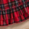 Girl's Dresses Kids Dresses For Girls Turn Down Collar Belted Red Plaid Shirts Dress Children Clothing Party Dresses For Girls yq240327