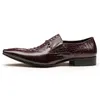 Casual Shoes Fashion Men Leather Crocodile Mönster Luxury Dress Slip-On Wedding Brogues Big Size 38-48