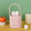 Storage Baskets 2024 New Bunny Rabbit Ear Bag Basket Velvet Gift Bags Easter Decor Wedding Candy Bag Kids Birthday Party Supplies