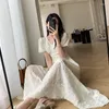 Party Dresses Neck Dress Women's 2024 Summer French Break Slim and Gentle Style Bubble Sleeve Long