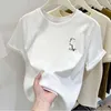 新しい肩の純粋な綿の短袖Tシャツ、ニッチなデザインの多用途でスリミングトップ