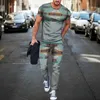 Estilo étnico Camisetas con estampado 3D Conjuntos de pantalones de chándal Moda para hombre Rayas de gran tamaño Camiseta de manga corta Pantalones Conjunto Trajes Ropa 240321