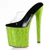 Pantoufles 20CM vert discothèque fête Sexy fétiche pôle danse chaussures hauts modèles plate-forme femmes strip-teaseuse talons bout ouvert