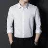 camicie casual intelligenti per gli uomini lg-manicotto parti superiori solide slim fit camicia formale morbida abbigliamento regolare uomini desinger vestiti camicia bianca H5m0 #