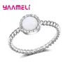 Anneaux de cluster élégant rond coupe opale bague mode blanc cz bijoux de mariage 925 en argent sterling promesse de fiançailles pour femme