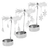 Candle Holders Holder 3Pcs Rotating Candlestick Silver Tea Light With Snowflake Xmas Tree Metal Rotary Fireplace Home Decor